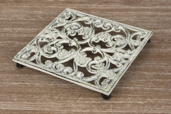 Podložka pod hrniec liatinová biela 16x16 cm