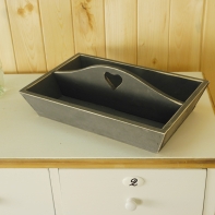 Podnos drevený šedý 37x25x11,5cm