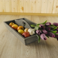 Podnos drevený šedý 37x25x11,5cm