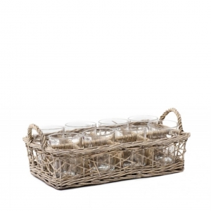 Podnos prútený sa pohármi 40x21x14cm