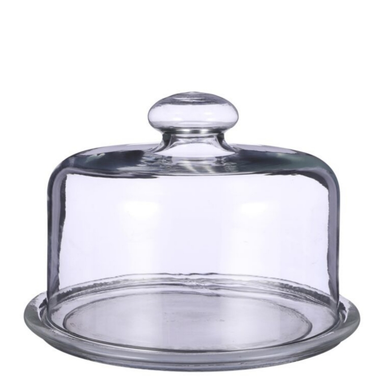 Podnos s poklopom LILLE okrúhly 25 x 25 x 18 cm sklenený