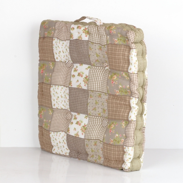 Podsedák na stoličku hnedý patchwork 45x45cm