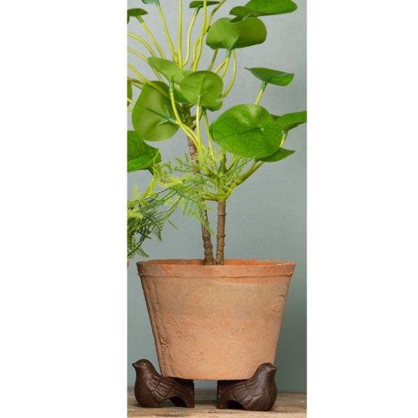 Podstavec pod kvetináč liatinový vtáčik