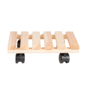 Podstavec pod kvetináč na kolieskach 28x28cm, prírodný