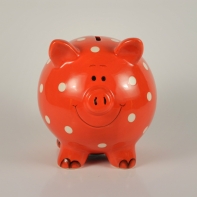 Pokladnička červená s puntíky