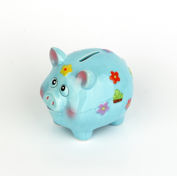 Pokladnička prasiatko modrá