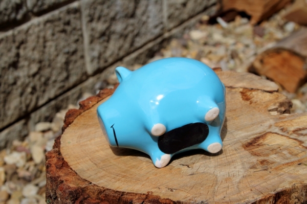 Pokladnička prasiatko modré 11,7x8,7x8,6 cm