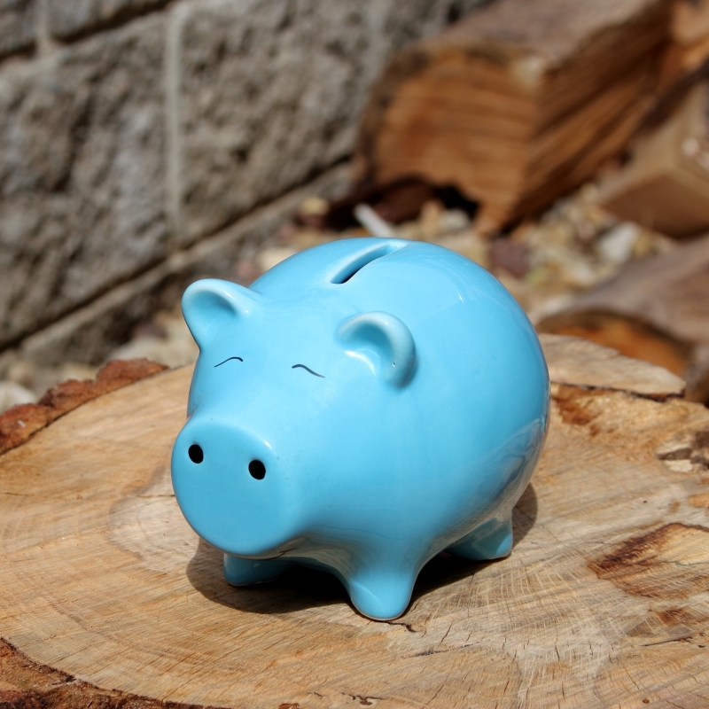 Pokladnička prasiatko modré 11,7x8,7x8,6 cm