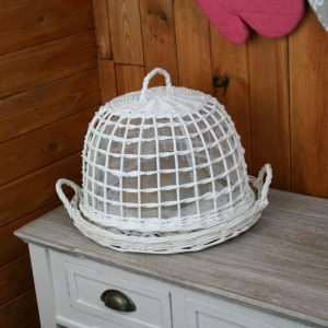 Poklop na pečivo prútený biely veľký