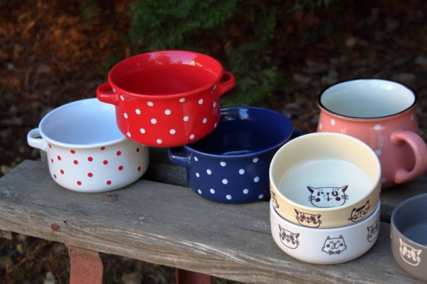 Polievková miska biela s bodkami 560ml