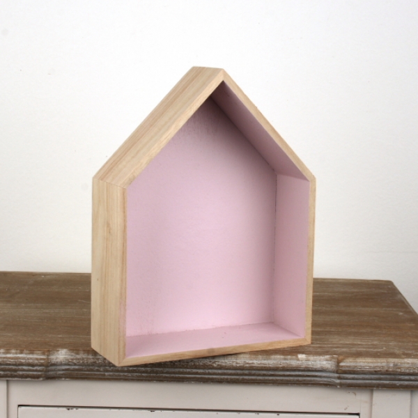 Polička domček ružový 23x17x6cm