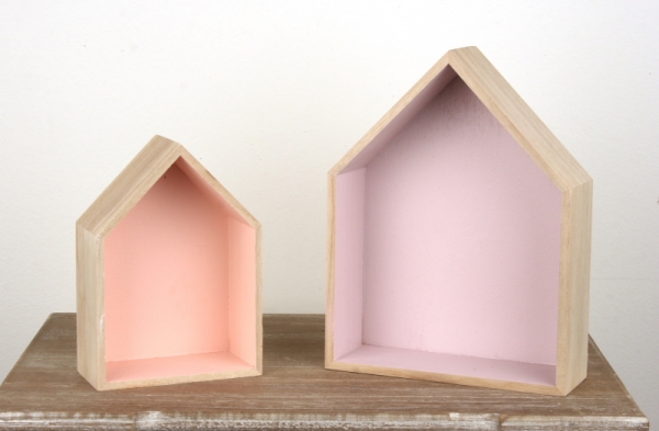 Polička domček ružový 23x17x6cm