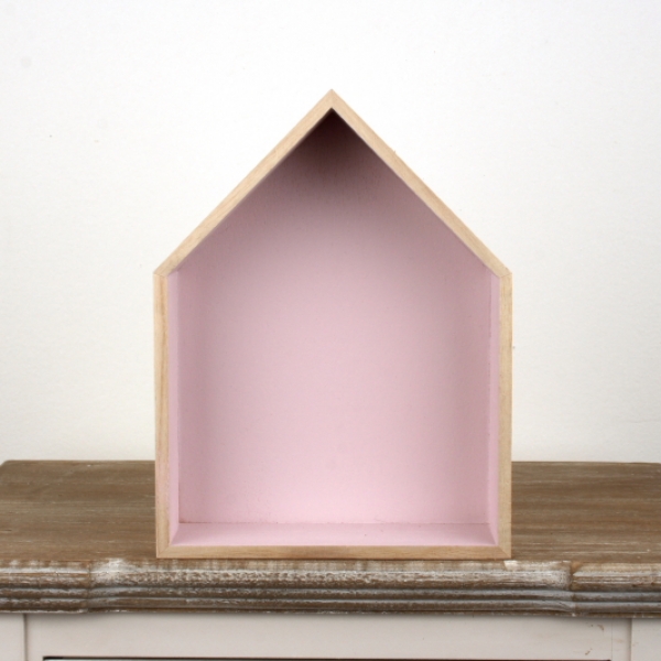 Polička domček ružový 23x17x6cm