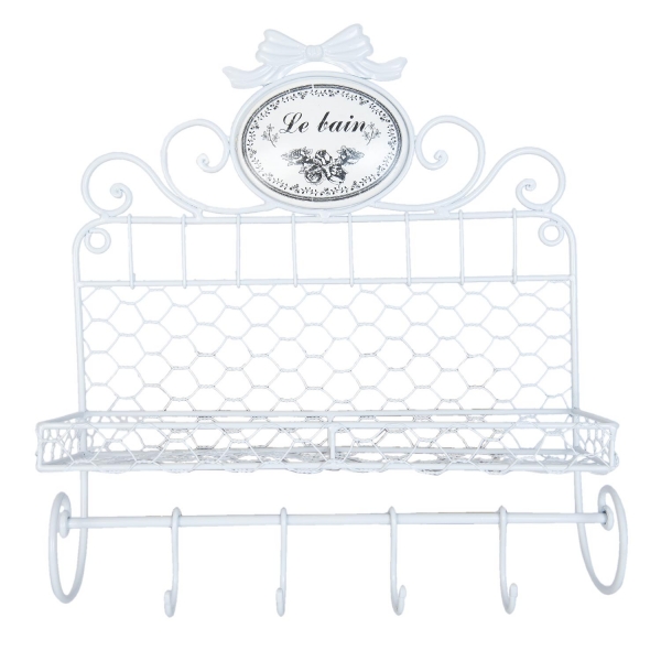 Polička s háčikmi do kúpeľne Le bain 35x11x42cm