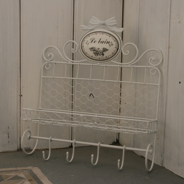 Polička s háčikmi do kúpeľne Le bain 35x11x42cm