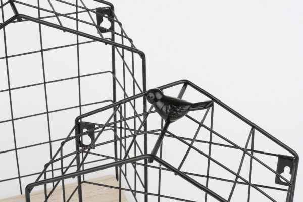 Poličky v tvare domčeka s vtáčikom (sada 2ks)