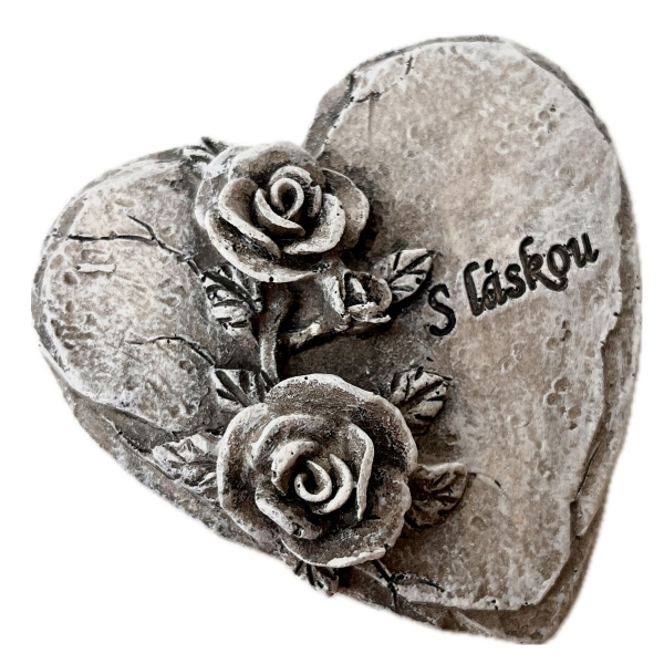 Polyresinové srdce S láskou 3 x 8 x 8 cm