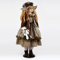 Porcelánová bábika 80cm blondínka s kučeravými vláskami