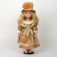 Porcelánová bábika ručne maľovaná - blondínka v šatôčkach 56cm