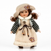 Porcelánová bábika vo farebnom svetríku 20cm