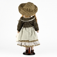 Porcelánová bábika v šatôčkach s medvedíkom 42cm