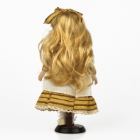 Porcelánová bábika žltá mašľa a kabelka 31cm