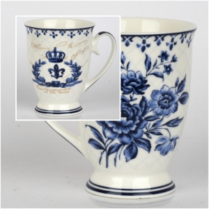 Porcelánový hrnček modré kvety Queen 11cm (300ml)