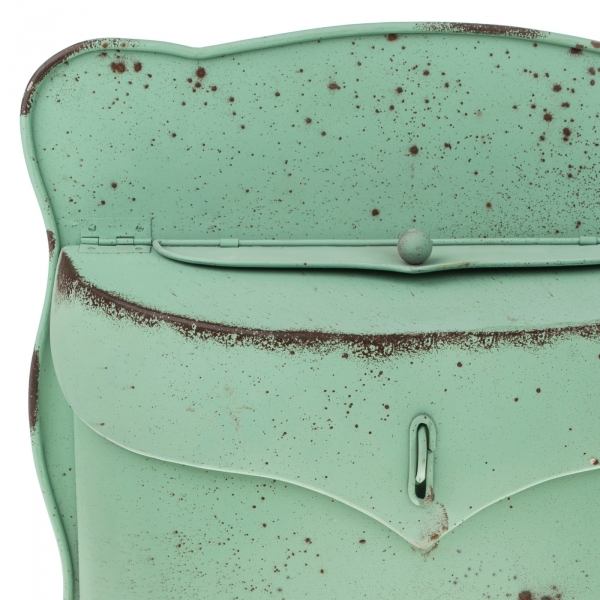 Poštová schránka pastelovo zelená 28 x 38 x 9,5 cm kovová s patinou