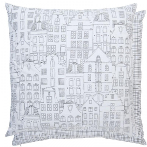 Povlak na vankúš domčeky celoplošná potlač 50x50cm 
