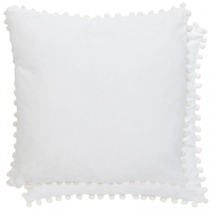 Povlak na vankúš s brmbolcami biely 45x45cm