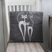 Povlak na vankúš šedý Dve mačky 40x40cm