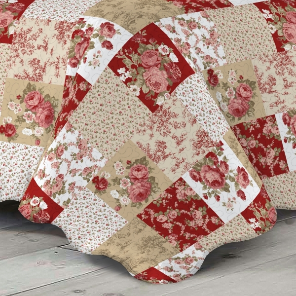 Prikrývka na dvojposteľ+2 vankúše,červená ruža