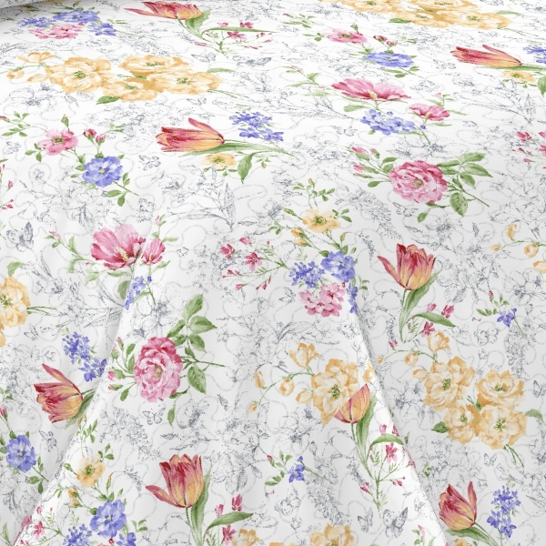 Prikrývka na dvojposteľ+2 vankúše,rozkvitnutá záhrada