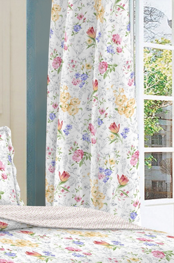 Prikrývka na dvojposteľ+2 vankúše,rozkvitnutá záhrada