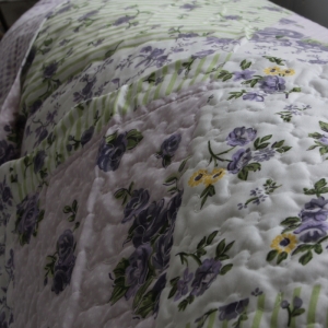 Prikrývka na dvojposteľ a 2ks obliečky na vankúše fialový 250x230cm