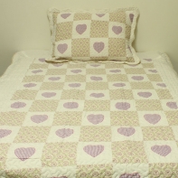 Prikrývka na jednolôžko patchwork 140x200cm fialové srdce