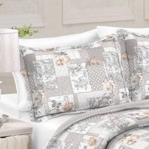 Prehoz na posteľ+1 vankúš, sivý patchwork