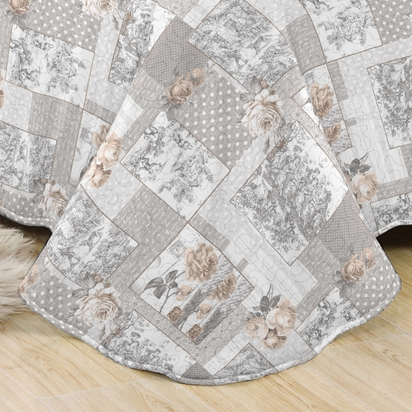 Prehoz na posteľ+1 vankúš, sivý patchwork