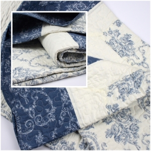 Prikrývka na posteľ modré kvety 140x220cm