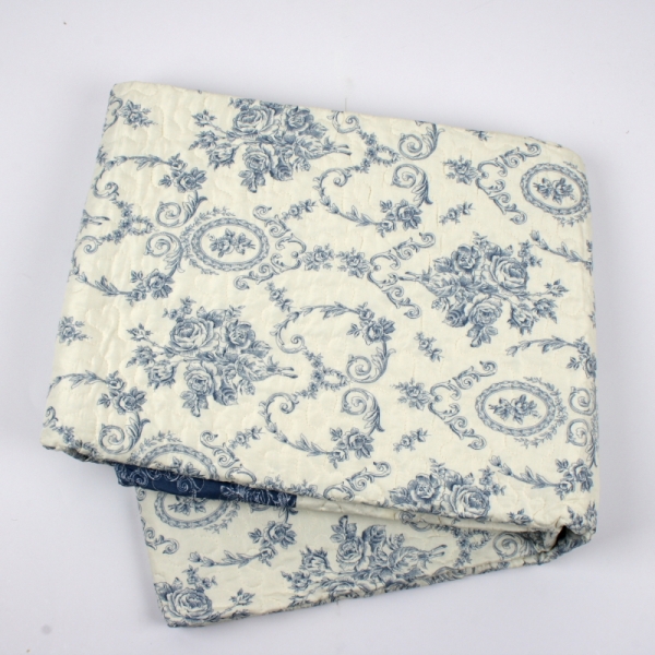 Prikrývka na posteľ modré kvety 140x220cm