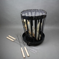 Prenosné ohnisko s roštom + opekacie vidlica