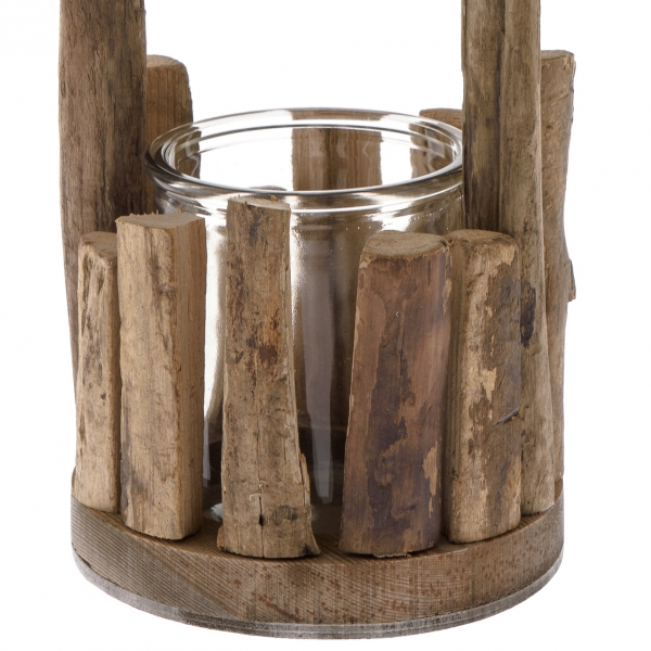 Prírodný svietnik so sklom