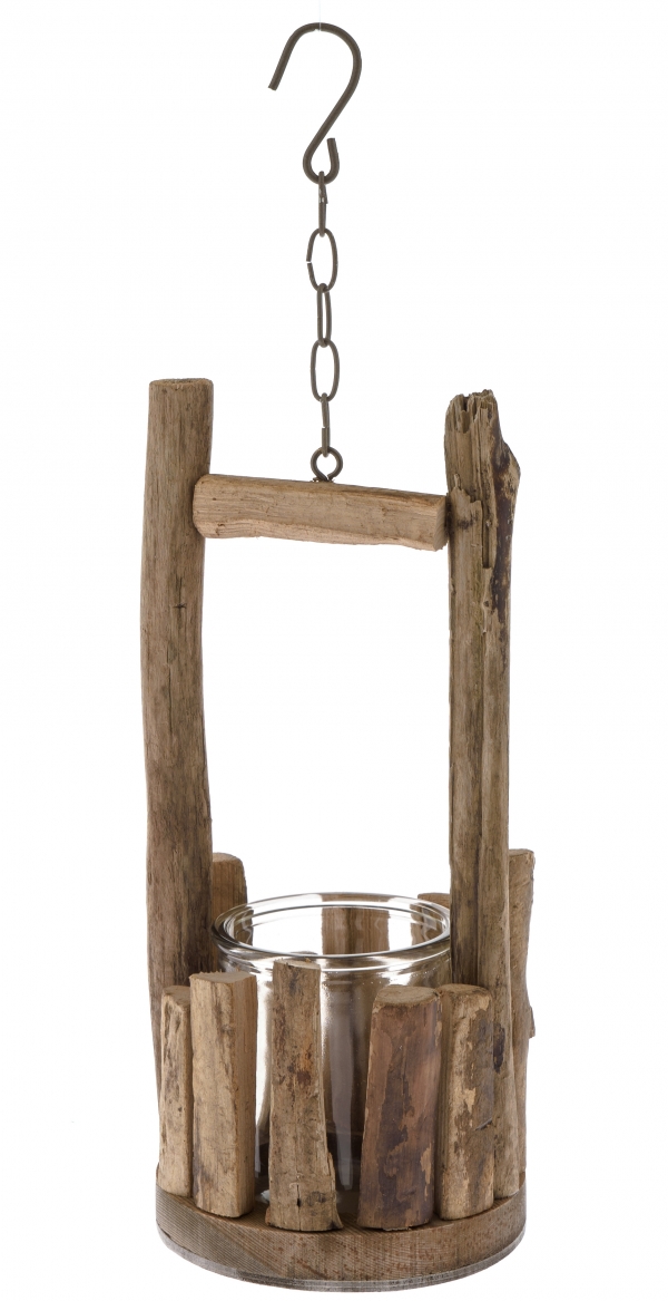 Prírodný svietnik so sklom