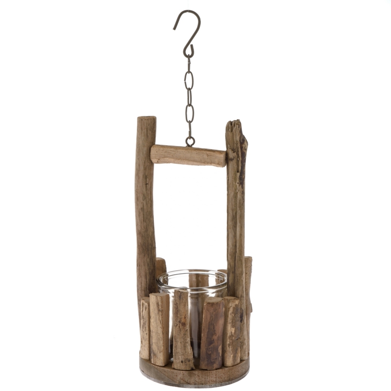 Prírodný svietnik so sklom