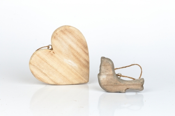 Prízdoba vtáčik drevený šedý