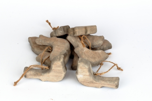 Prízdoba vtáčik drevený šedý