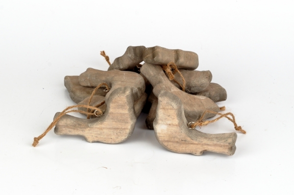 Prízdoba vtáčik drevený šedý