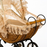 Prútený kočík pre bábiky 39x20x34cm