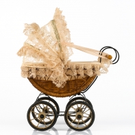 Prútený kočík pre bábiky 39x20x34cm