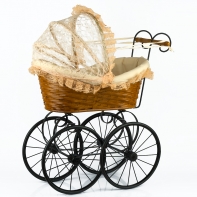 Prútený kočík pre bábiky 56x28x50cm